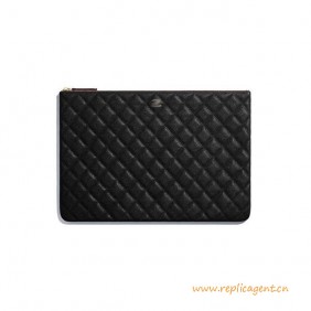 High Quality Classic Pouch Black Caviar Leather