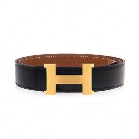 High Quality Calfskin Reversible Togo Leather Belt with H Buckle