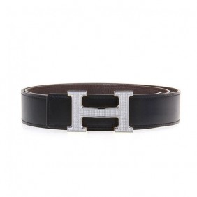 High Quality Reversible Belt with All Diamonds H Buckle