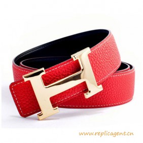 Original Quality Reversible Leather Sao Red with H Buckle