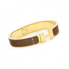 High Quality H Narrow Bracelet with Coffee Enamel