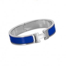 High Quality H Narrow Bracelet with Royal Blue Enamel